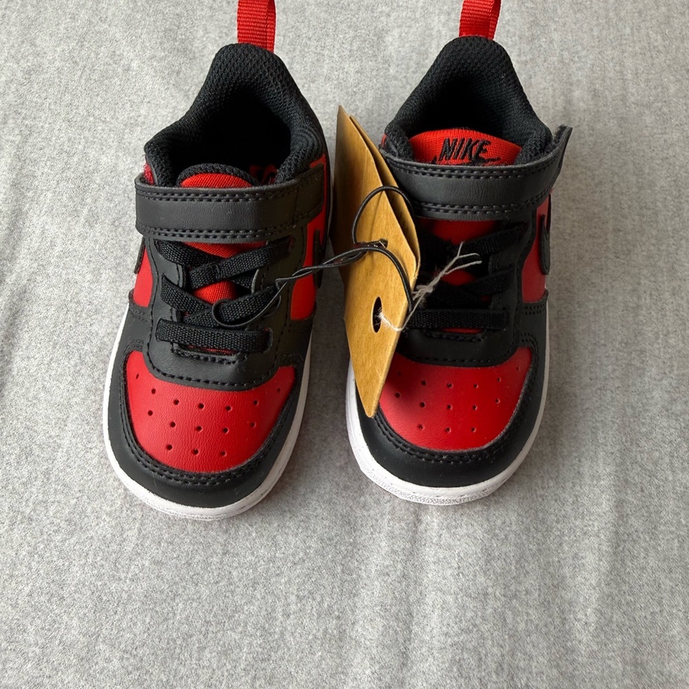 Nike Kids Court Borough‎ Low Recraft University Red and Black Sneakers - Picture 2 of 6